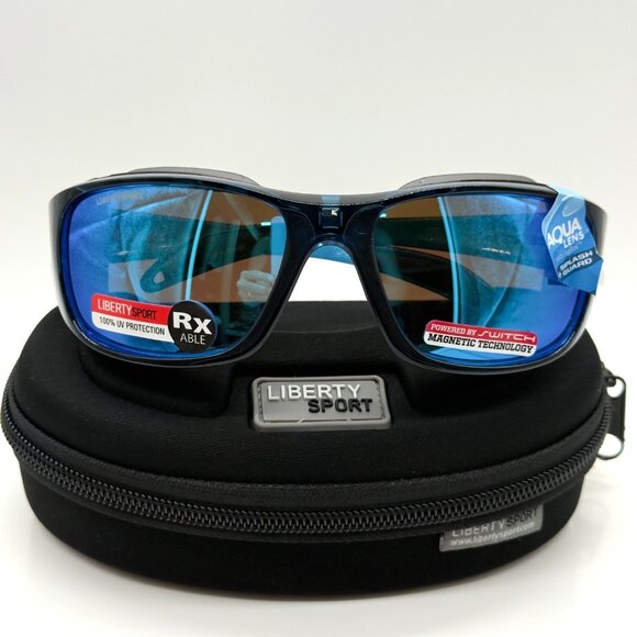 Rec Specs Liberty Sport Navigator H20 Sunglasses Crystal Blue Aqua Lens RX Able - Picture 1 of 16